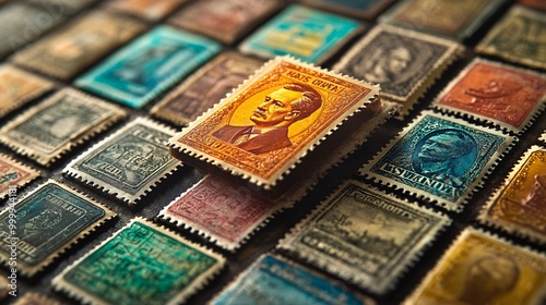 Global Collection: Beautiful Postage Stamps from Around the World in Collector's Album, Colorful Close-up Snapshot