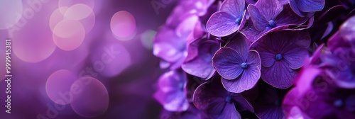 Close-up soft focus on delicate purple flowers forming an ethereal and dreamy ambiance filled with calm and tranquility.
