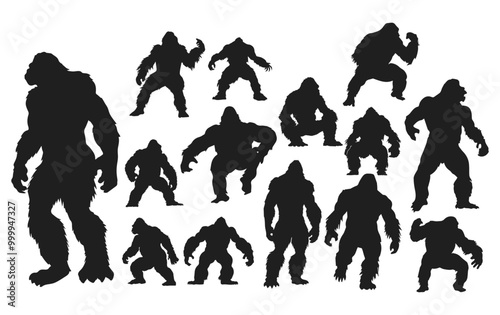 Gorilla silhouette illustration, King kong vector photo