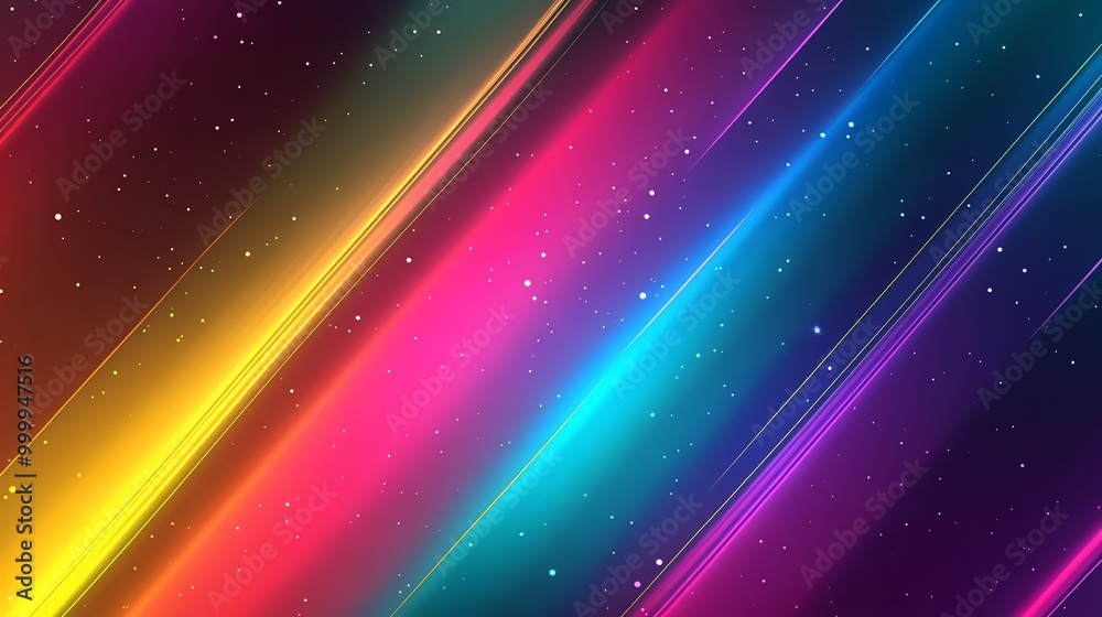 Obraz premium A colorful abstract background with diagonal lines of neon light.