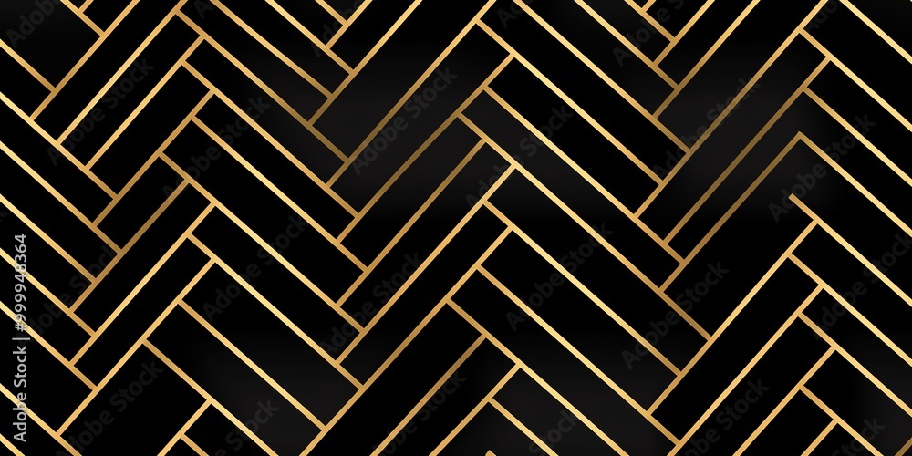 A black and gold patterned background with gold stripes