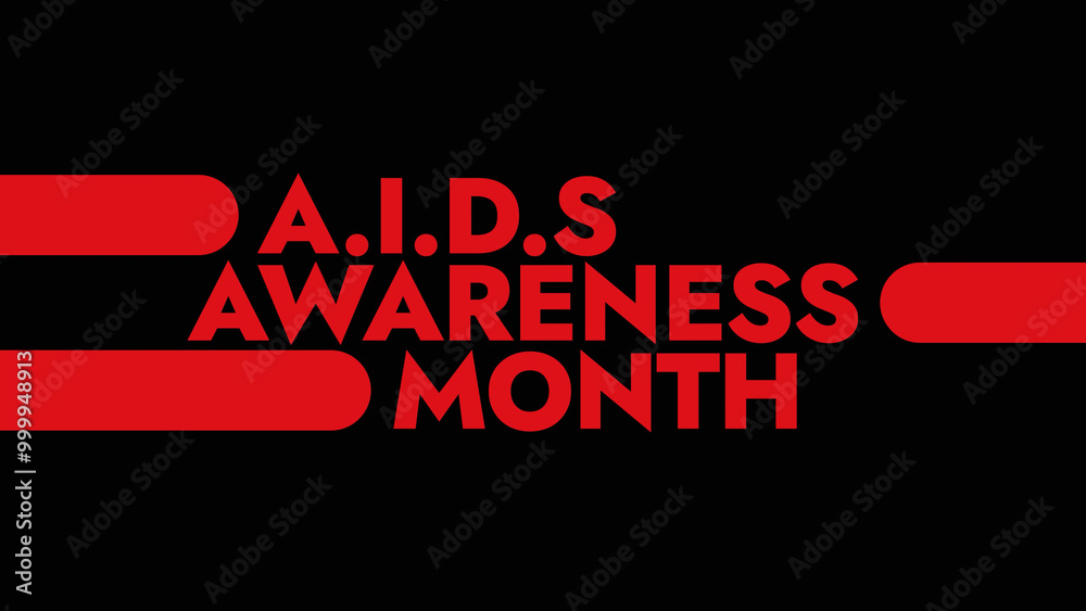 Obraz premium AIDS Awareness Month colorful text typography on white or black background banner illustration great for wishing and celebrating Happy AIDS Awareness Month in October