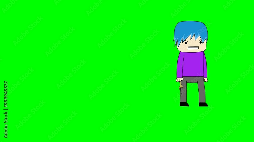 2d animated character of Playful boy or girl running to hunt a bird with a wooden bow and arrow, wearing a purple dress and blue hair . in green screen background chroma key. 2d animated character of Playful boy or girl running to hunt a bird with a wooden bow and arrow, wearing a purple dress and blue hair . in green screen background chroma key.
