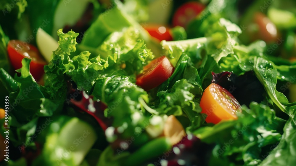 A vibrant close-up of fresh salad greens, featuring crisp lettuce and colorful cherry tomatoes, ideal for a healthy meal or recipe inspiration. A vibrant close-up of fresh salad greens, featuring crisp lettuce and colorful cherry tomatoes, ideal for a healthy meal or recipe inspiration.