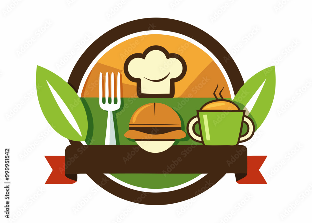 Modèle de conception d’aliments artisanaux locaux. Affiche locale pour le restaurant, la cuisine et l’alimentation, café. Affiche abstraite de cru avec la fourchette. Illustration de vecteur.