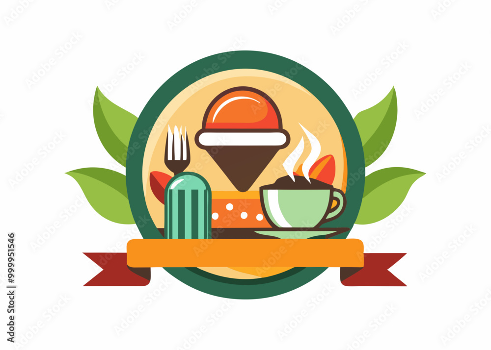 Modèle de conception d’aliments artisanaux locaux. Affiche locale pour le restaurant, la cuisine et l’alimentation, café. Affiche abstraite de cru avec la fourchette. Illustration de vecteur.