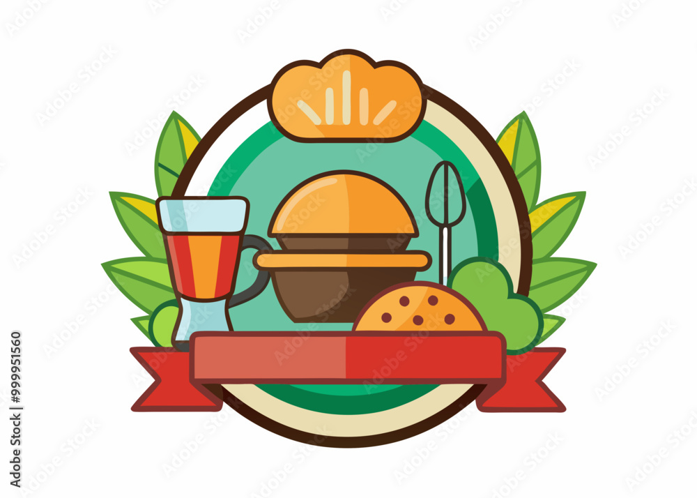 Modèle de conception d’aliments artisanaux locaux. Affiche locale pour le restaurant, la cuisine et l’alimentation, café. Affiche abstraite de cru avec la fourchette. Illustration de vecteur.