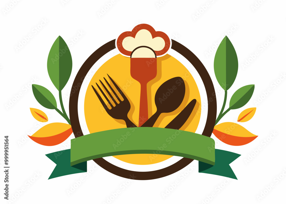 Modèle de conception d’aliments artisanaux locaux. Affiche locale pour le restaurant, la cuisine et l’alimentation, café. Affiche abstraite de cru avec la fourchette. Illustration de vecteur.