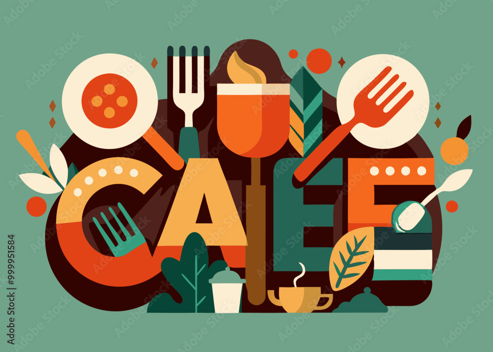 Modèle de conception d’aliments artisanaux locaux. Affiche locale pour le restaurant, la cuisine et l’alimentation, café. Affiche abstraite de cru avec la fourchette. Illustration de vecteur.