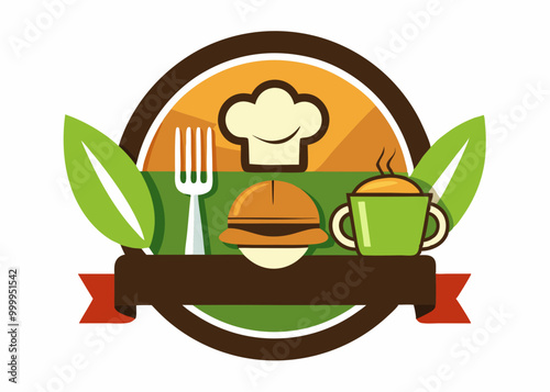 Modèle de conception d’aliments artisanaux locaux. Affiche locale pour le restaurant, la cuisine et l’alimentation, café. Affiche abstraite de cru avec la fourchette. Illustration de vecteur.