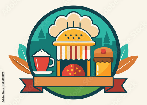 Modèle de conception d’aliments artisanaux locaux. Affiche locale pour le restaurant, la cuisine et l’alimentation, café. Affiche abstraite de cru avec la fourchette. Illustration de vecteur.
