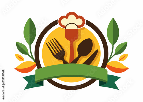 Modèle de conception d’aliments artisanaux locaux. Affiche locale pour le restaurant, la cuisine et l’alimentation, café. Affiche abstraite de cru avec la fourchette. Illustration de vecteur.