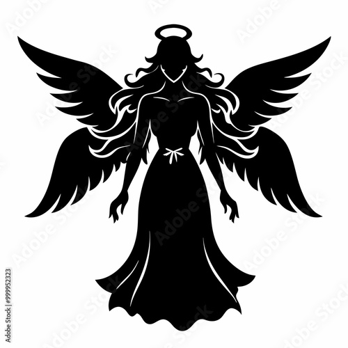 Christmas Angel Black silhouette