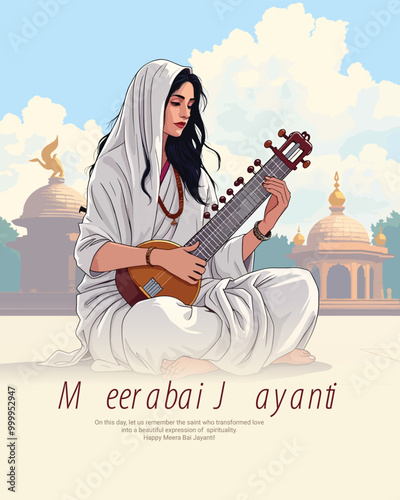 Meera Bai Jayanti Social Media Post banner Template 
