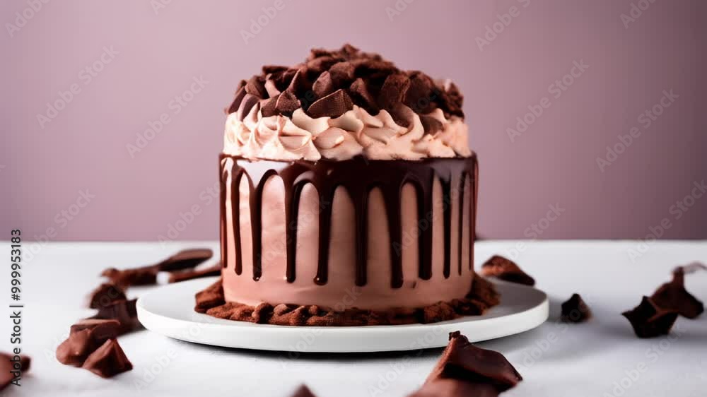 Indulgence in a slice Chocolate cake with whipped cream and chocolate shavings Indulgence in a slice Chocolate cake with whipped cream and chocolate shavings