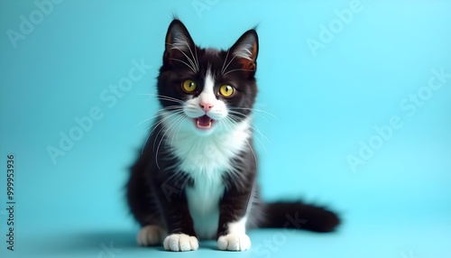 Adorable Cat Portraits - Cute Cats with Bright Expressions on Light Blue Background