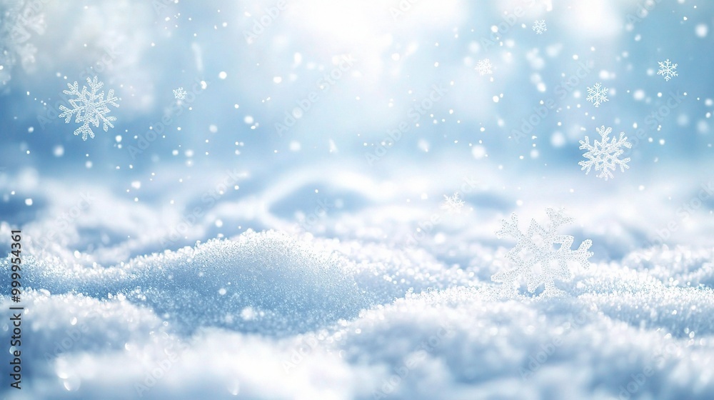 Glimmering Snowflakes on Soft Winter Landscape Glimmering Snowflakes on Soft Winter Landscape