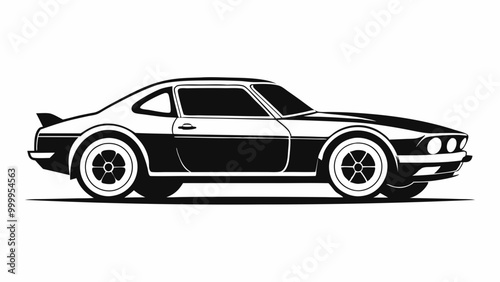 Car isolated on white. Modern car coupe, abstract silhouette on white background.