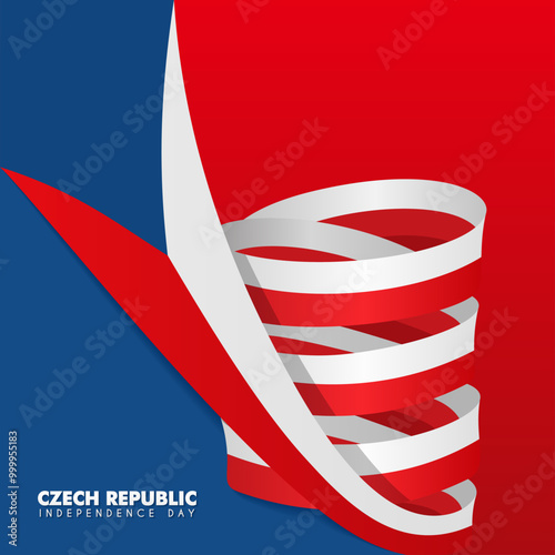 Czech Republic Independence Day, with a wave ribbon in the color of the Czech Republic flag