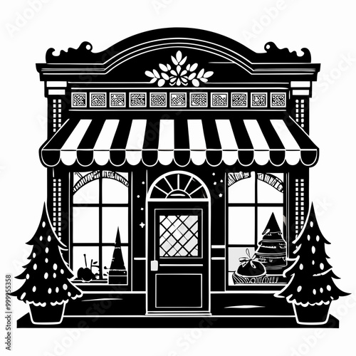 Christmas Storefront Black silhouette