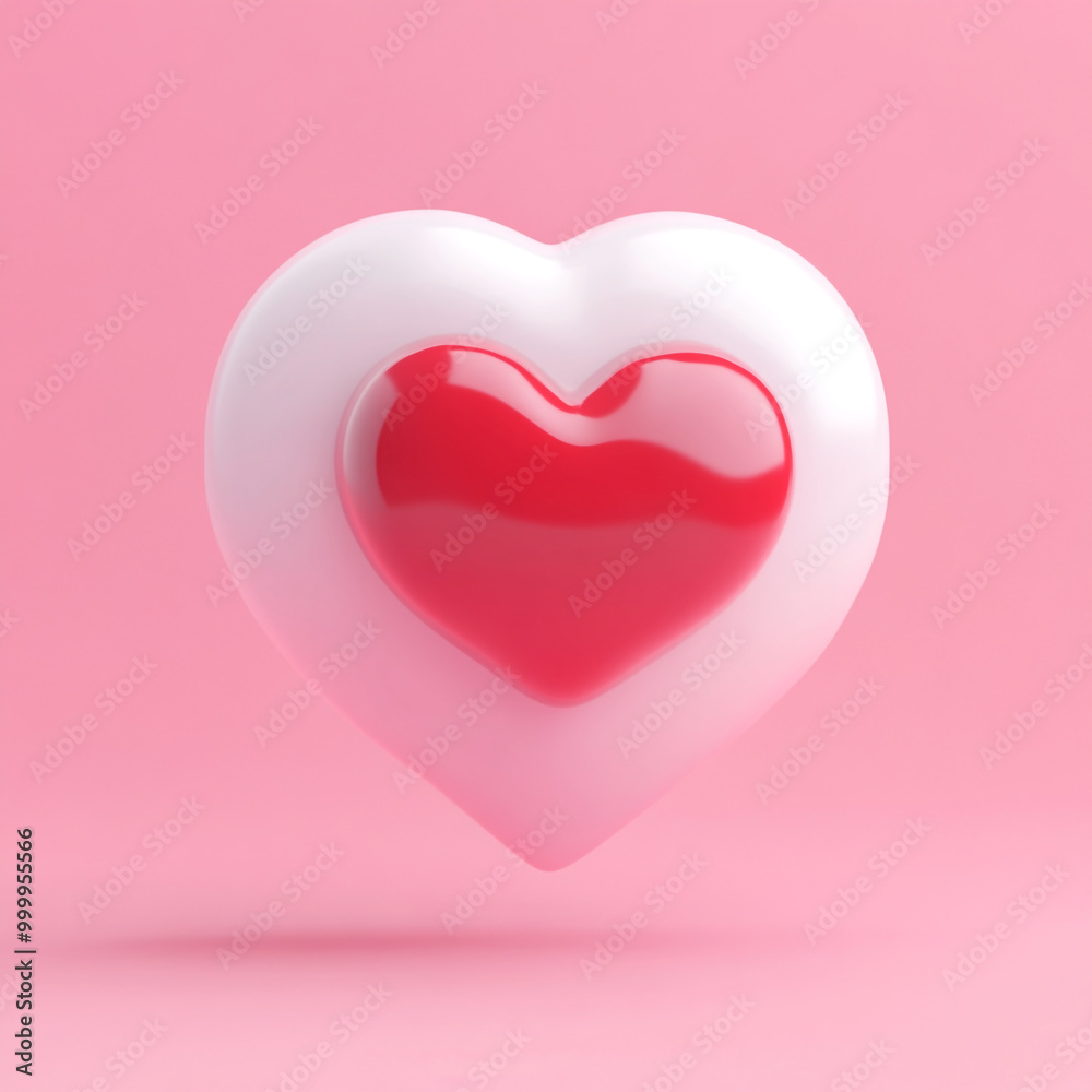 A white speech bubble with a red heart icon on a pink background. A white speech bubble with a red heart icon on a pink background.