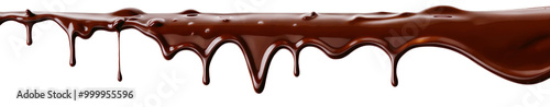 Pouring melting chocolate dripping isolated on transparent background cutout, png