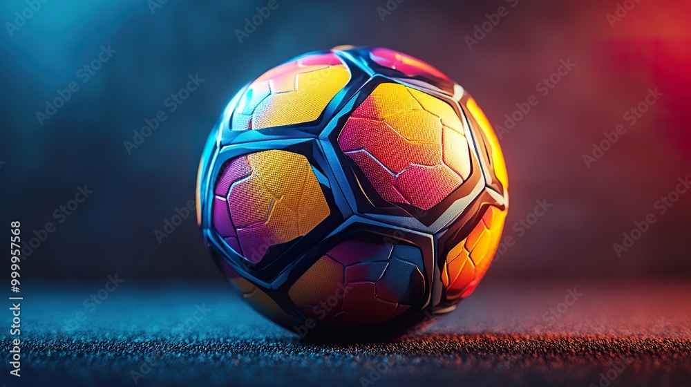 Fototapeta premium Modern Soccer Ball with Vibrant Colors and Unique Patterns