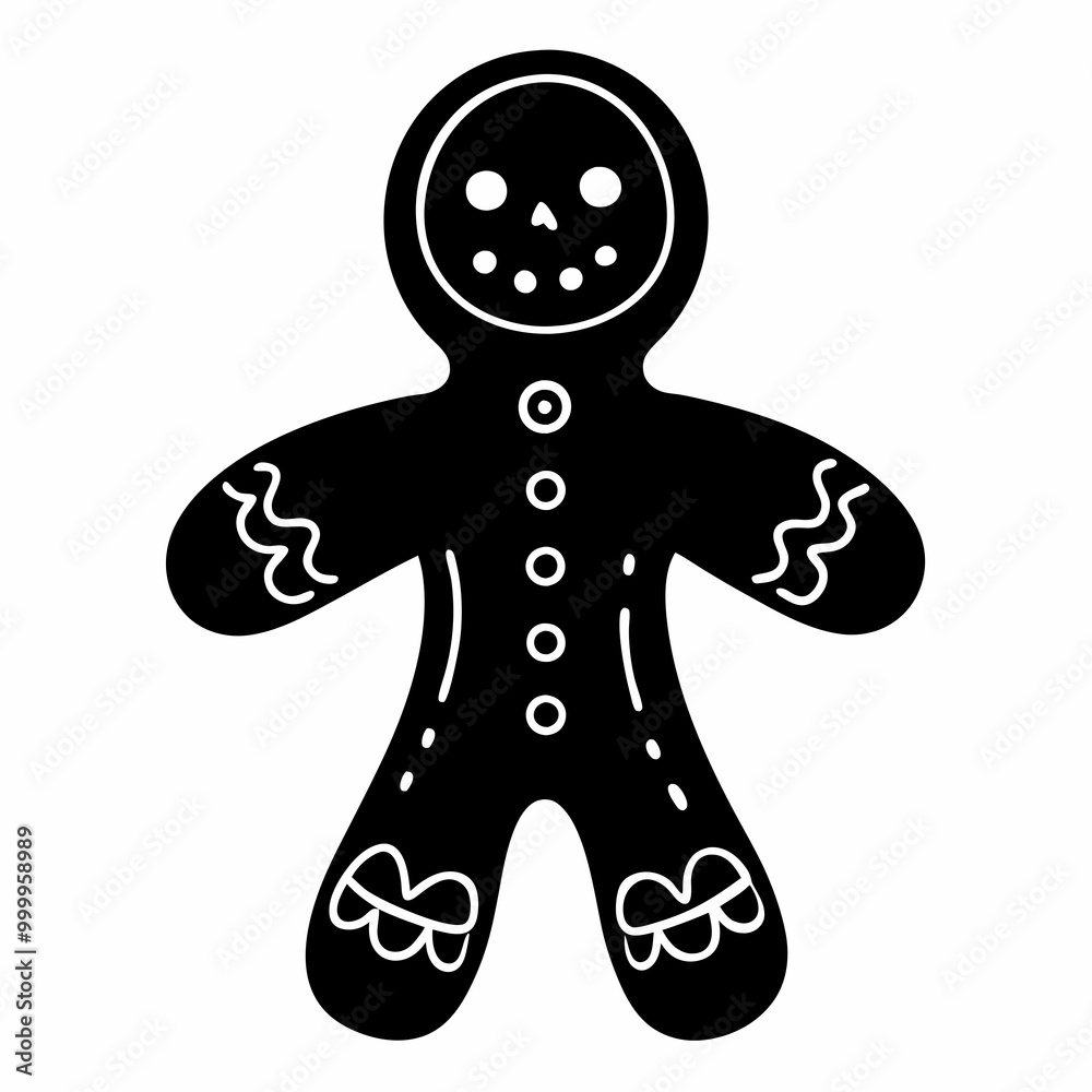 Christmas gingerbread man Black silhouette Christmas gingerbread man Black silhouette