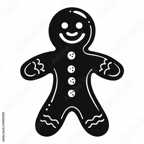 Christmas gingerbread man Black silhouette