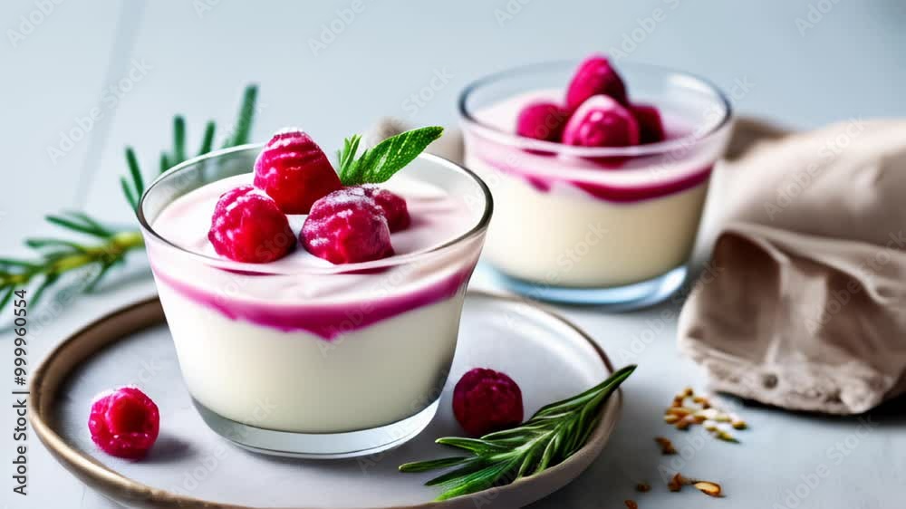 Delicious raspberry parfait a delightful dessert treat Delicious raspberry parfait a delightful dessert treat