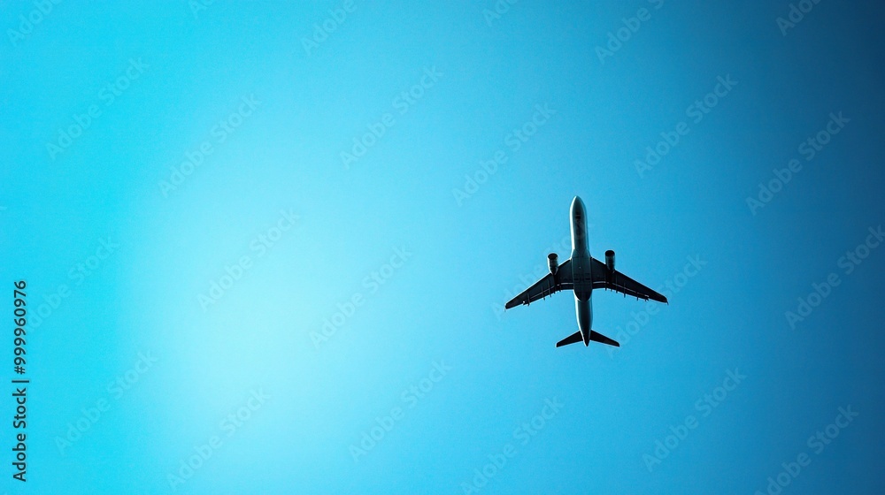 Airplane Flying Against Clear Blue Sky Airplane Flying Against Clear Blue Sky
