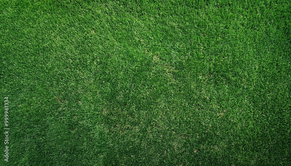 Obraz premium Green grass texture. Golf course view from above. The background is a lush football lawn. Artificial synthetic lawn for sports. green grass texture