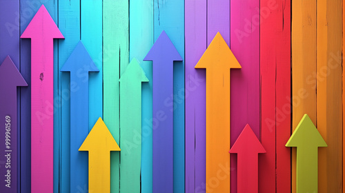 Rising to Success: Colorful Arrows Symbolizing Growth