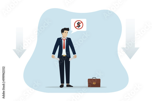 Bankruptcy, economic crisis, business people are bankrupt and have no money. Business vector illustration.
