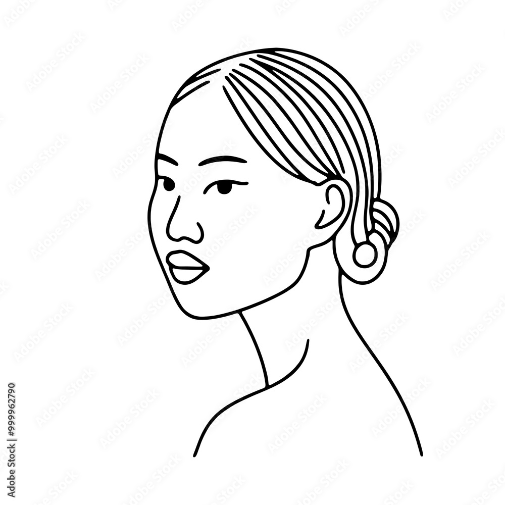 不細工な女性の顔のシンプルな線画イラスト 透過背景の切り抜き 不細工な女性の顔のシンプルな線画イラスト 透過背景の切り抜き