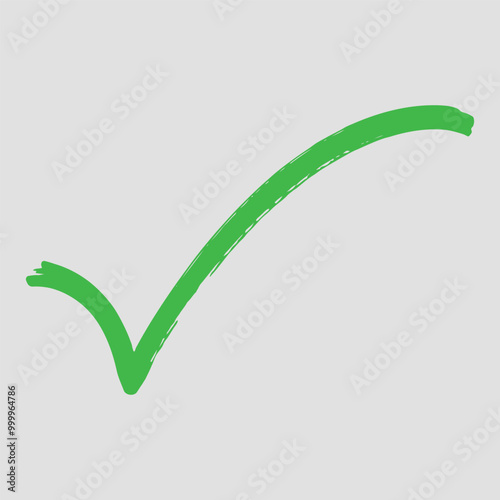 Green check mark on gray background