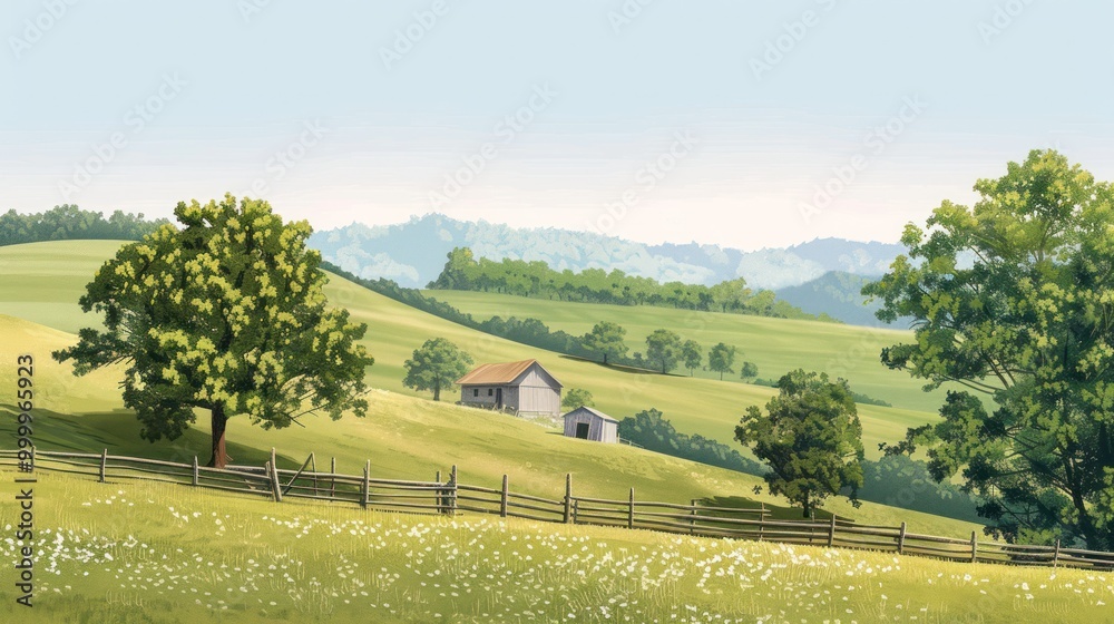 Obraz premium Tranquil Countryside Landscape