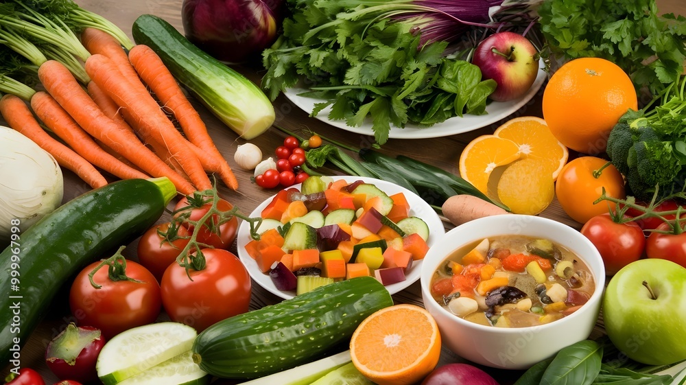 Colorful Vegetables and Fruits with Roasted Vegetable Medley Colorful Vegetables and Fruits with Roasted Vegetable Medley