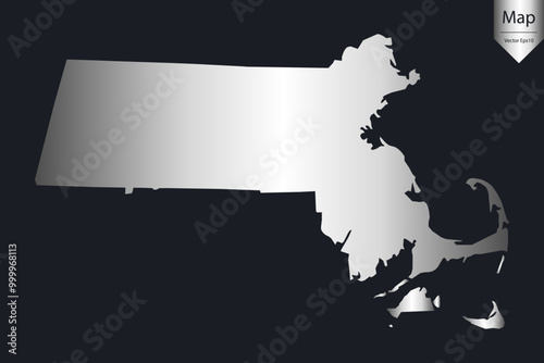 Abstract - High Detailed Silver Map of Massachusetts. Vector illustration eps10.	
