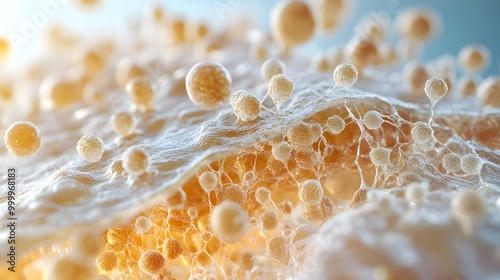Illustration of the skin regeneration process, starting from acne damage, with old cells breaking down and healthy cells rejuvenating from beneath the surface