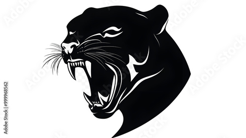 Puma Silhouettes isolated on transparent PNG. Single Element. T shirt design. photo