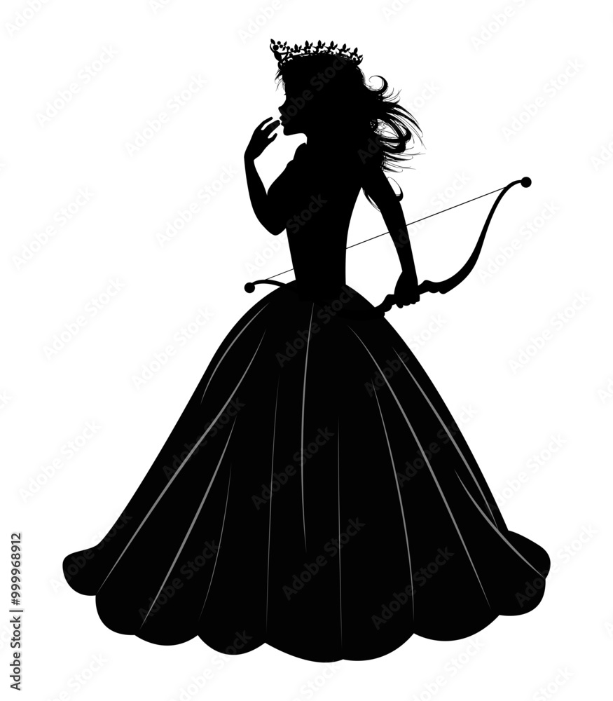 Cute Princess Silhouette With Aroow