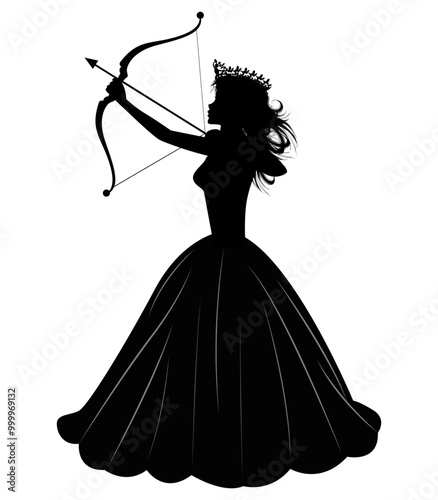 Cute Princess Silhouette With Aroow photo