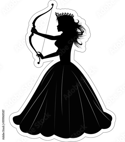 Cute Princess Silhouette With Aroow photo