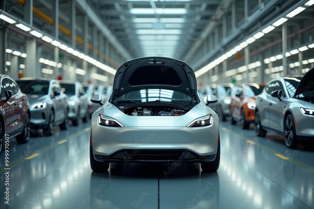 Fototapeta premium car manufacturing line production in factory, generative AI