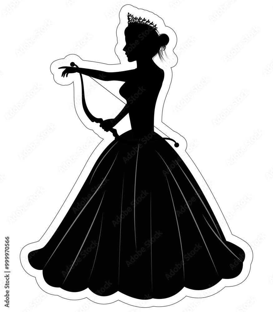 Fototapeta premium Cute Princess Silhouette With Arrow
