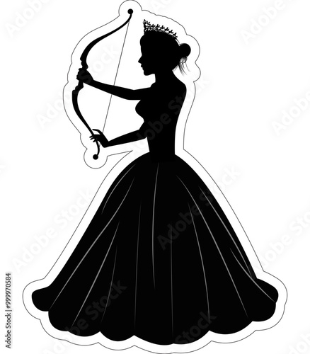 Cute Princess Silhouette With Aroow photo