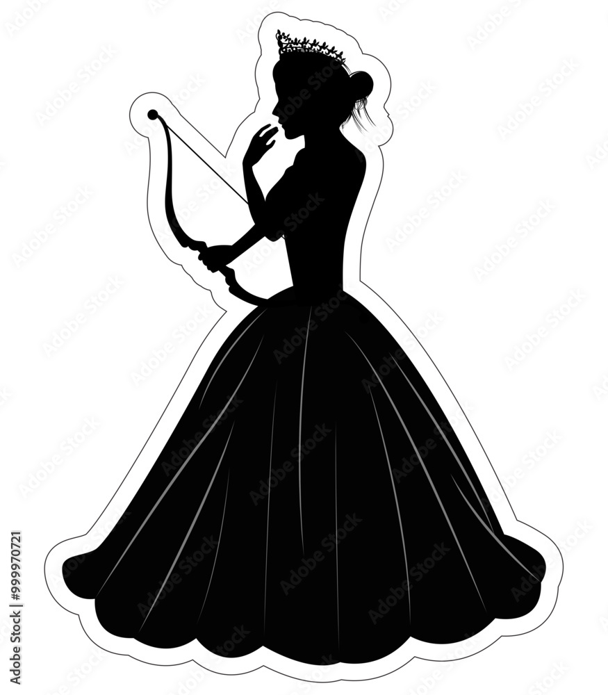 Cute Princess Silhouette With Aroow Cute Princess Silhouette With Aroow
