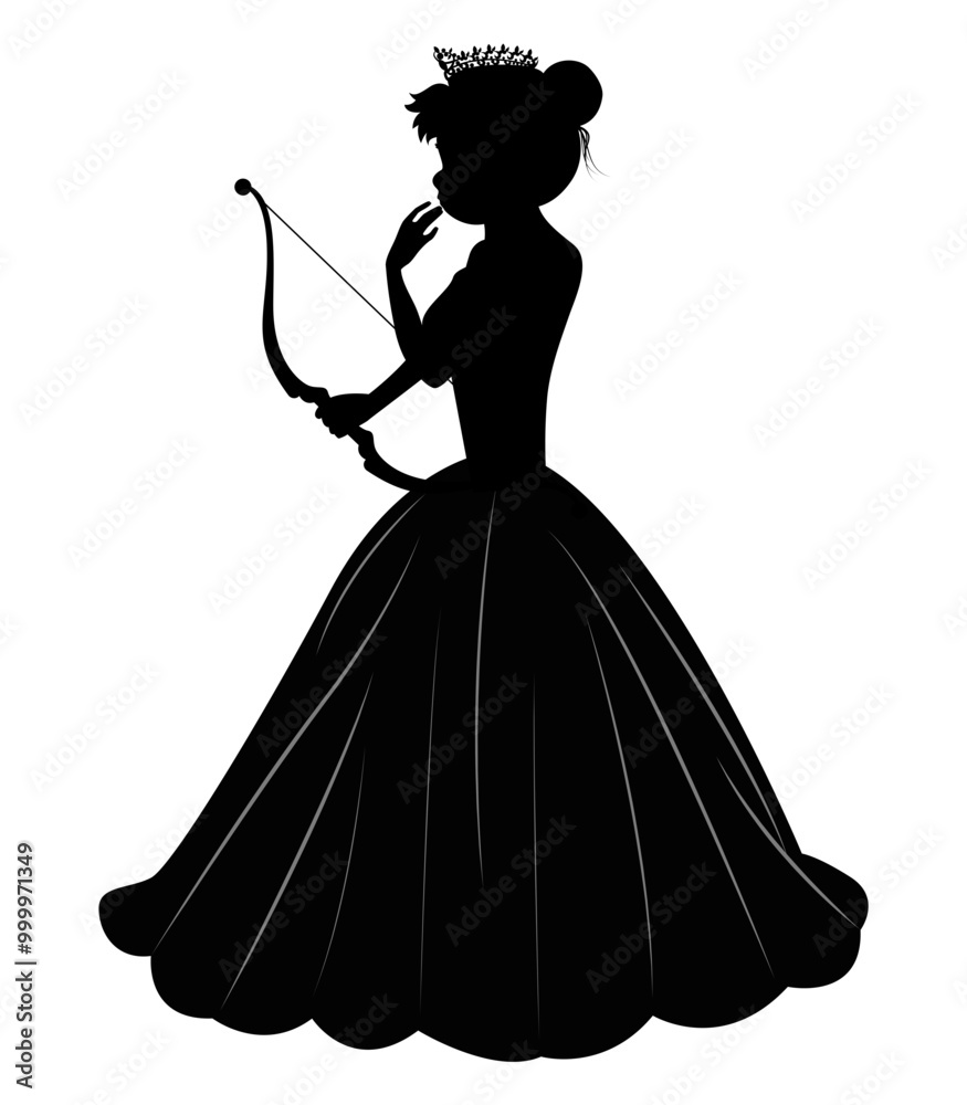 Cute Princess Silhouette With Aroow Cute Princess Silhouette With Aroow