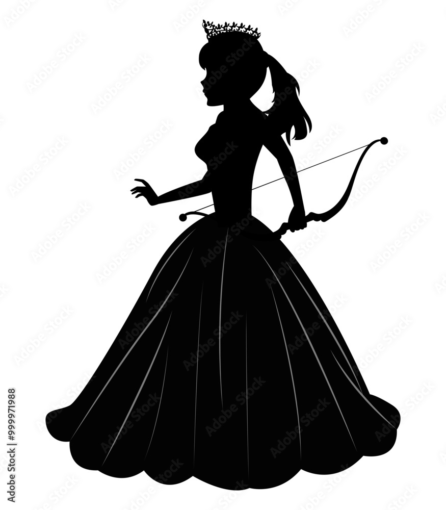 Cute Princess Silhouette With Aroow Cute Princess Silhouette With Aroow